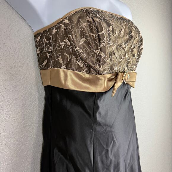 Vintage Gunne Sax Jessica McClintock Prom Gown Dress Gold Lace Black 90s Vtg - Picture 10 of 12